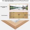 5x15 Frame Natural Woodgrain,Rustic 15x5 Picture Frame Beige, Art Pic Hanging Poster Frame, 5 by 15 Gallery Family Concert Portrait Photo Frame Horizontal Vertical Display Gift