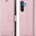 Wallet Case for Samsung Galaxy S25 5G, RFID Blocking Credit Card Holder, PU Leather Folio Flip Kickstand Protective Shockproof Cover for Galaxy S25 (Rose Gold)