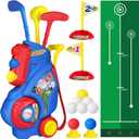 Toddler Golf Set for Boys Girls 1 2 3 4 Years Old, Kids Golf Clubs Set with Cart & Putting Mat, Outdoor Indoor Sports Toys Birthday Gift, Blue