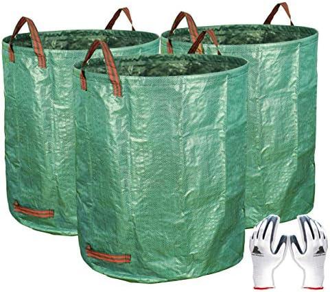 Gardzen 2-Pack 72 Gallon Yard Waste Bags, Reusable Heavy Duty Collapsible Garden Leaf Bags with Plastic Ring, Stand-Up Yard Waste Bin for Leaves, Lawn Debris & Grass Clippings