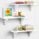 Forbena 24 Inch Wall Shelves for Bedroom Set of 3, Large Bathroom Floating Shelves for Wall, Long Decorative Hanging Arched Shelving Unit for Living Room Kids Girls Room Nursery Office (White)