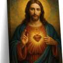 Eysintum Sacred Heart of Jesus Wall Art Christian Canvas Print Religious Home Decor Catholic Picture for Bedroom Living Room Prayer Room Ready to Hang 12x16in