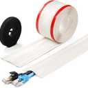 16.4ft Cord Cover Floor, Soft PVC Cord Covers for Wires on Floor, Self-Adhesive Floor Cable Cover Cord Hider, Floor Cable Management Cable Protector for Commercial Office Carpet/Floors/Wall Off White