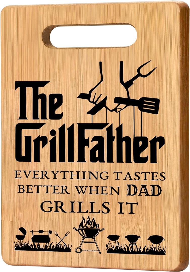 Dad Gifts from Daughter Fathers Day, Best Dad Birthday Gifts from Daughter Son, Unique Cutting Board Gift for Dad, Cool Birthday Gift for Dad, The Grillfather Cutting Board for Daddy Stepdad New Dad