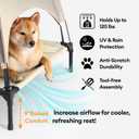 FUNNY FUZZY Elevated Dog Bed with Canopy, Small (24"x18"x7") Outdoor Raised Dog Cot with Shade, Cooling Breathable Mesh Pet Bed, Portable Waterproof Dog Camping Bed for Large Medium Small Dogs,Khaki