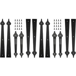 skysen Steel Garage Door Decorative Hinges Handles Accents Hardware kit Screw Mount, Black (tckls-2 Pack)