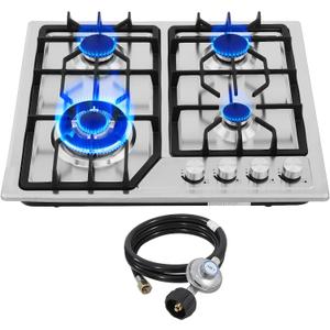 22x20 Built in Gas Cooktop 4 Burners Stainless Steel Stove with NG/LPG Conversion Kit Thermocouple Protection and Easy to Clean (20Wx22L)