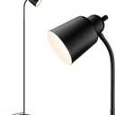 Floor Lamp, Industrial Floor Lamps for Living Rooms & Bedrooms - Rustic Farmhouse Reading Lamp Standing, Adjustable Metal Heads Indoor Task Lighting for Living Room Office Home Dcor (All Black)