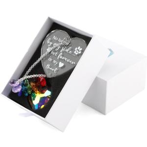 Pet Memorial Suncatcher for Loss of Dog or Cat, Engraved Crystal with Gift Box, Rainbow Maker Window Ornament, Bereavement Gifts (Clear, Size: 13.8inch)