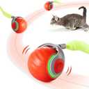 Potaroma Moving Ball Cat Toys with Feather Tail, Rechargeable 2025 New Interactive Toy for Indoor Cats Exercise, Smart Interactive Kitten Rolling Ball, Orange