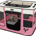 Paw Ballet Foldable Pet Kitten Playpen, Upgrade Waterproof Portable Cat Dog Playpen Kennel Tent for Dog Cat, Retractable Shade Cover with Free Carrying Case, Indoor Outdoor Use for Small Pet.