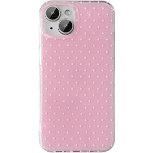 QLTYPRI Cute Phone Case for iPhone 14 Plus/iPhone 15 Plus Case Polka Dot Fashion Aesthetic Design for Women Girls, Slim TPU Shockproof Protective Phone Cover for iPhone 14 Plus/15 Plus - Pink