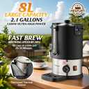 50-Cup Commercial Coffee Urn Stainless Steel Double Insulated Coffee Maker with Percolator System & Temp Control Function - Ideal for Events, Offices
