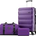 Hoteel Luggage Sets 3 Piece Durable Suitcase Dual-Spinner Wheel TSA Lock, Lightweight Travel Hardshell ABS Carry on Luggage for Men&Women, Royal Purple(20in/DB/TB)