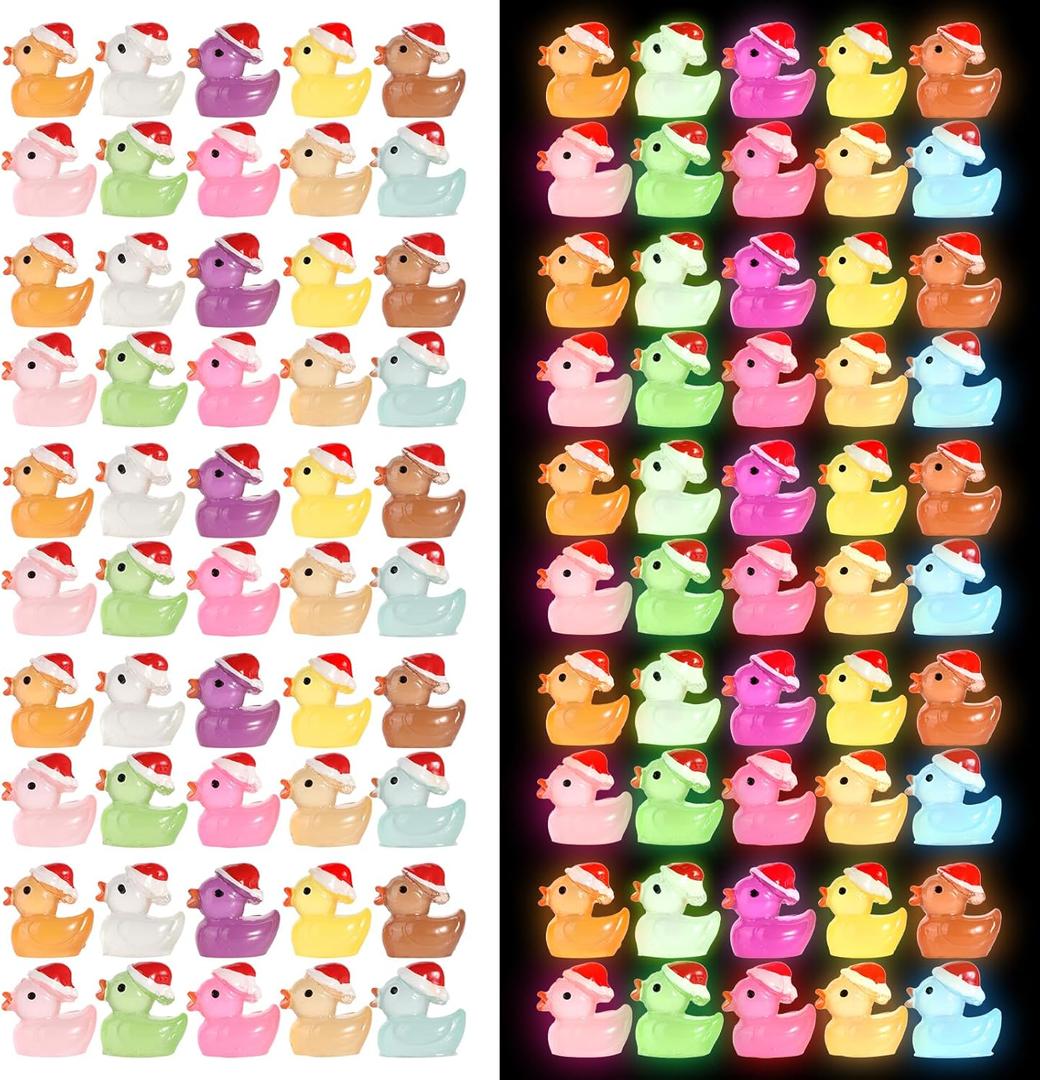 Mini Resin Christmas Ducks, Multicolor