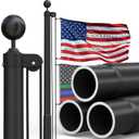 25FT Heavy Duty Flag Pole for Outside House, 11-Gauge Black Thick Design,Aerospace-Grade Aluminum Flagpole Kit, 3x5 Embroidered Nylon Flag, 120MPH Wind Rated Flagpoles, In-Ground