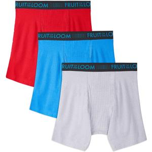 Fruit of the Loom Men's Breathable Boxer Briefs, Moisture Wicking Underwear, Assorted Color Multipacks (Medium, Cotton Mesh - Colors May Vary)