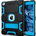 CCMAO Case for iPad 6th/5th Generation (9.7-inch, 2018/2017), iPad Air 2nd Generation Case (2014) with Kickstand, Hybrid Shockproof Protective iPad 9.7 Case, Black+Blue
