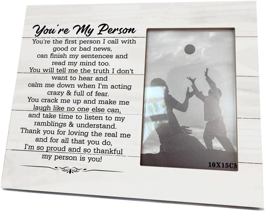 EDCTO Rustic Wooden Picture Frame, 8X10 Inch - Anniversary & Valentine's Gift, Home Decor - 'You're My Person' (Friend gift-18)