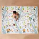 Nuby Reversible Baby Floor Mat - Foldable and Lightweight Baby Play Mat for Floor - Easy Storage and Travel - Car Tracks