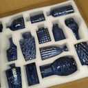 Glass Bud Vases Set of 32 - Blue Assorted Small Mini Glass Vases for Flowers, Crystal Vintage Vase Set, Bulk Centerpieces for Table Dcor, Wedding, Home and Events (Blue, 32 Pcs)