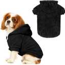 Dog Sweaters,Dog Hoodie,Warm Fuzzy Fleece Sweatshirt with Hood & Pocket,Leash Hole,Cozy Cold Weather Pet Clothes Pet Sweater for Small,Medium,and Large Dogs(Black,M) (M: 8-13lbs)