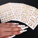 Gold Butterfly Nail Art Stickers - 4 Sheets 3D Self Adhesive Butterflies Nail Decals - Laser Gold Luxury Holographic Half Design for Women's Nails Manicure Decorations