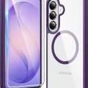 FNTCASE for Samsung Galaxy S26 Case: Clear Magnetic Phone Cases with Screen Protector Compatible with Magsafe Slim Anti Yellowing Shockproof Protective Transparent Cover (Purple Magnetic)