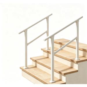 Hand Rails for Outdoor Steps，Stair Handrail & Indoor Stair Railing Kit，Railings for Outdoor Steps for Fence & Outdoor Steps (2, White-Straight, 3 Step)