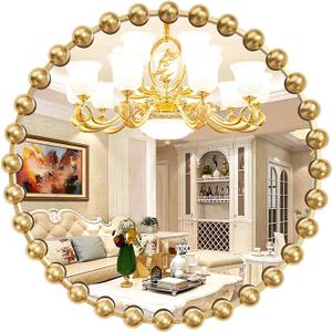 Gold Round Mirror, 36" Metal Spherical Frame Decorative Mirror, Modern Circle Wall Mirror for Bedroom, Living Room