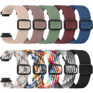 10 Pack Braided Stretchy Adjustable Straps Compatible for 16mm 18mm Quick Release Bands for Women Men,Sport Elastic Nylon Cloth Wristbands