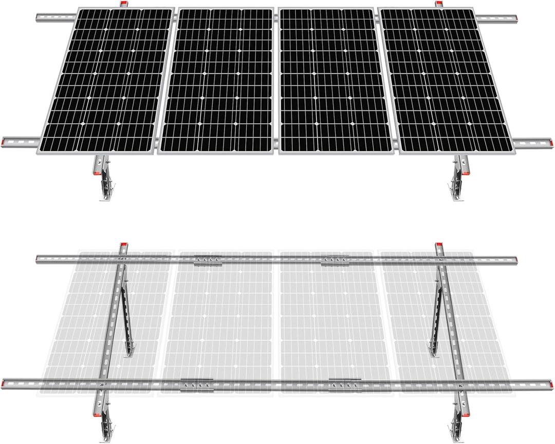 ECO-WORTHY Adjustable Multi-Pieces Solar Panel Mounting Brackets Kit System for 1-4pcs Solar Panels Solar Ground Mount (1-4pcs Bracket System)