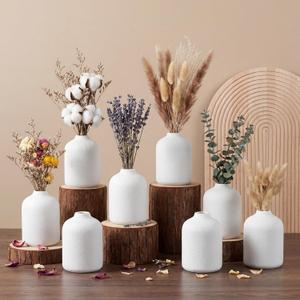 LemonRoad 15 Pack 3.9 Inch White Flower Bud Vases Bulk Floral Vase for Centerpieces Modern Home Decoration Unbreakable for Dry Flowers, Pampas Garss Home Wedding Party Table Decor