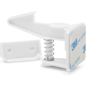 [12-Pack] Invisible Baby Proofing Cabinet Locks - No Drill Child Safety Drawer Latches - Adhesive Childproof Latch for Cabinets, Kitchen & Furniture - Secure Toddler & Infant Safety No Tools Required (White)