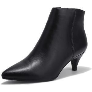 IDIFU Women Booties Low Kitten Heel Ankle Boots Pointed Toe Short Boots Dress Sexy Shoes