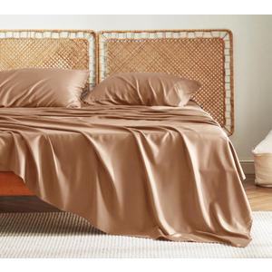 100% Viscose derived from Bamboo, Organically Grown, Buttery Soft, Cooling Sheets, High GSM, Deep Pockets 1 Fitted Sheet 102"×106"