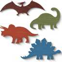 4 Pcs Dinosaur Wall Decors Wooden, Boys Dinosaurs Playroom Wall Decor, Farmhouse Dinosaur Gifts for Home Kitchen Bathroom Office Decoration, 14.17 x 5.11 inches