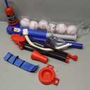 HYES 3-in-1 Baseball Set for Kids 3-5 - Tee Ball Stand, Hanging Tee, Ball Launcher and 6 Softballs - Adjustable Height, Indoor/Outdoor Sport Gifts for Boys Girls, Blue