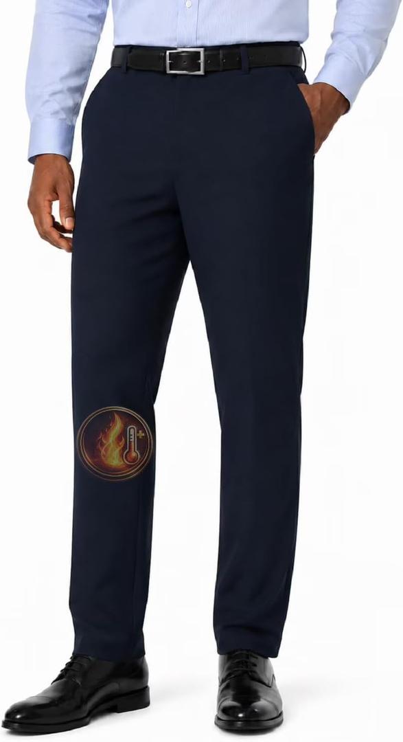 SNOWTEN Mens Dress Pants, Soft Pro Fabric, Classic Fit Stretch Work Pants Lightweight Water-Repellent Pant with Pockets, 30W x 32L
