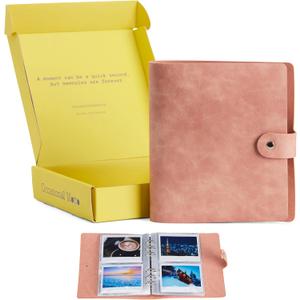 140 Pockets Sophisticated Textured PU Leather Photo Album For Fujifilm Instax Wide 300 Camera, Polaroid 600 Photo, Polaroid i-Type Photo (Peach Pink, For Instax Wide/i-Type) (For Instax Wide / i-Type (140 Pockets))