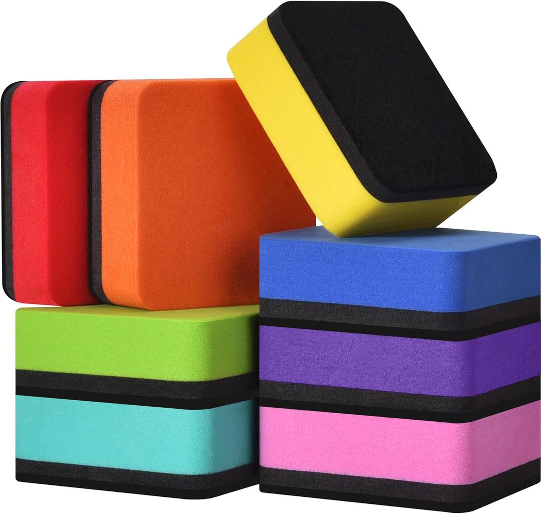 Mini Dry Erase Eraser, 8 Pack Magnetic Whiteboard Dry Erase Erasers- Ideal for Kids, Teachers, and Classroom SuppliesMixed Colours, 2 x 2 Inch