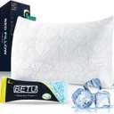 BETU Cooling Pillow Queen Size, Shredded Memory Foam Cool Pillow for Hot Sleepers, Adjustable Firm Soft Support Bed Pillows Perfect for Back Neck Pain and Side Sleeping with Pillow Case Cover, White (Queen (1 Count))