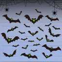 28 Pcs Glow in The Dark Halloween Garage Door Decoration Scary Bat Magnets Garage Door Magnets Luminous Bat Refrigerator Magnets Halloween Decorations for Garage Door Car Refrigerator Party