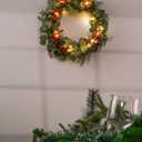 DN DECONATION 20 Inch Lighted Chirstmas Wreaths for Front Door, Artificial Winter Wreath with Lights, Eucalyptus Berry Wreath with Pine Cones for Indoor Outdoor Xmas Wreaths Home Decor