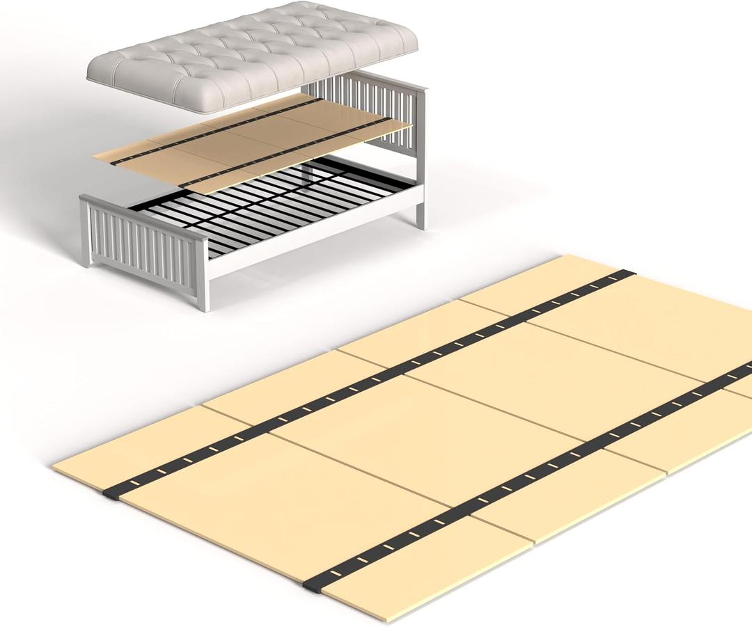 Heavy Duty Thick Folding Box Spring, Mattress Supporting Wood Floor, Foldable Box Spring, Bed Support Slats,64"x57"