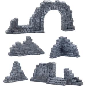 Warmtree Ruined Stone Walls Set,Terrain Scenery for Tabletop 28mm Miniatures Wargame,Fairy House Diorama Accessories DIY Craft