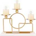 Gold Candle Holders for Pillar Candles with Marble Base 3 Arms Metal Candelabra Candle Holders Gold Home Decoration Elegant Candle Stand for Table Centerpieces,Fireplace,Anniversary