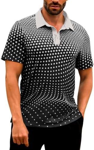 TURAND Men's Golf Shirts Polo Short Sleeve Gradient Quick Dry Fit Moisture Wicking Athletic Printed Shirts Mens Polo Shirt   2XL