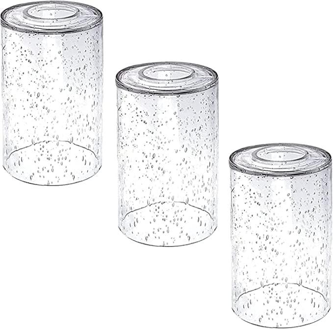 3 x 3 Pack Seeded Glass Lamp Shade Replacements, 5.9in Height, 3.9in Diameter, 1.7in Fitter, Cylinder Bubble Glass Shade Covers, Seeded Glass Replacement for Pendant Lights Chandeliers Wall Sconces