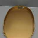 Gold Oval Decorative Tray with Handles, Versatile Serving Tray for Coffee Table, Ottoman, Ideal for Serving, Displaying, Organizing, 15.3"*10.6"*1.37"